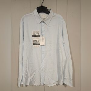 C-LAB NYC Slim Fit Blue Dot Striped 4Way Stretch Dress Shirt XL 17-1/2 34/35 NWT